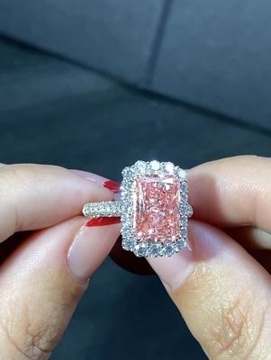4.56ct laboratório Diamond Jewelry Pink Radiant Cut Diamond Ring