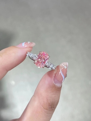 2.5ct Fancy Pink Lab Criado Diamante Anéis de Noivado 18K White Gold Anel de Noiva