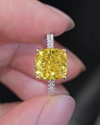 Diamante Amarelo Laboratório Anéis de Diamante Crescidos Anéis de Noivado Anel de Casamento