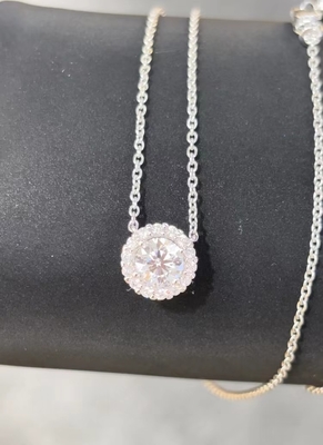 Collar de pendente de diamante redondo criado em laboratório com halo pendente de laboratório de joias de diamante