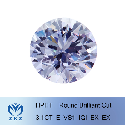 laboratório fraco sintético cor branca crescida do corte brilhante dos diamantes 3.1Ct