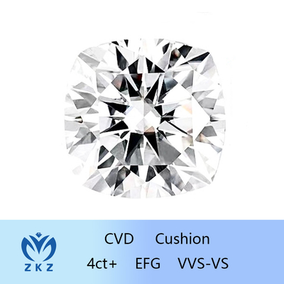 Large Size 4CT+ Cushion Shape CVD Lab Cultivado Diamond Prime Source Factory