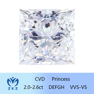 Diamante de corte de laboratório de princesa certificado pela IGI como CVD sintético 2ct-2.6ct venda direta de fábrica