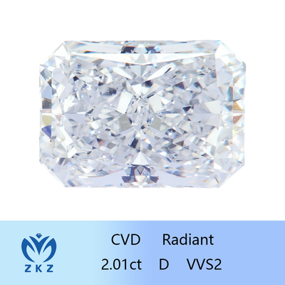 Radiant Cut 2ct como CVD Lab cultivado Diamantes brancos cultivados com certificação IGI