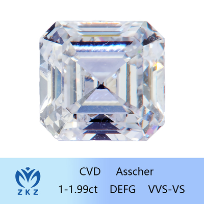 Forma Quadrada Sintética 1ct Faixa CVD Asscher Corte Laboratório Crescido Diamante Incolor