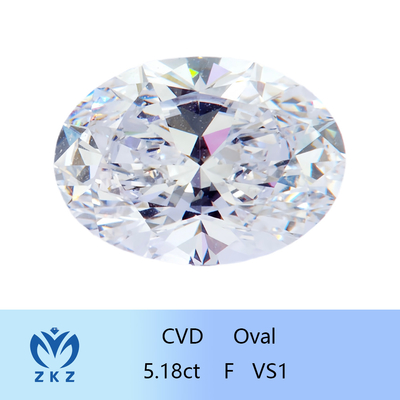ZKZ Grande Tamanho Diamantes 5.18ct Certificado Laboratório Oval Solto Diamante VS1 Claridade