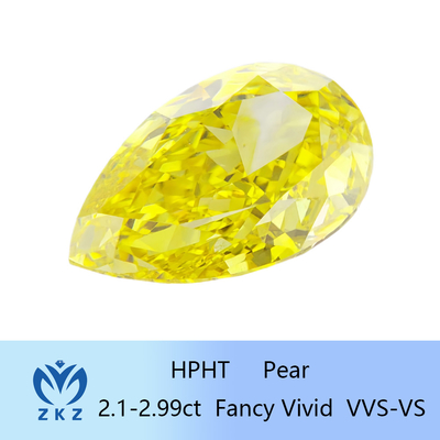 Diamante Amarelo Criado no Laboratório de Cortes de Pera Solta de 10 Mohs 2,1 a 2,99 ct