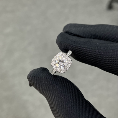 1.008ct D/E VVS redondo CVD Anel de diamante branco Anéis de diamante cultivados com certificação IGI