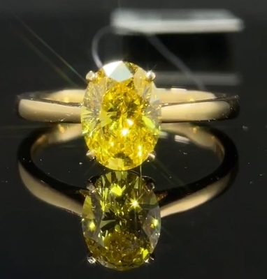1.59ct Diamante de laboratório jóias corte oval anel de diamante estilo clássico amarelo vivo