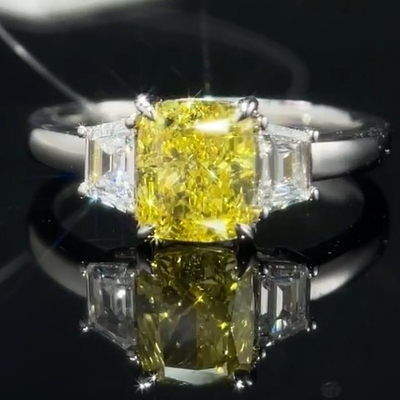 1.22ct Anel de diamante de laboratório com diamante amarelo Joias personalizadas