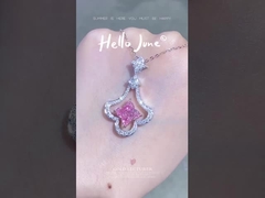 Laboratório de corte de lírio de trevo de quatro folhas criado diamantes coloridos noivado joias colar de pingente de diamante