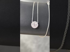 Collar de pendente de diamante redondo criado em laboratório com halo pendente de laboratório de joias de diamante