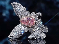 Butterfly Design Luxury Jewelry Pink Lab Grown Diamond Ring Para Banquete de Festa