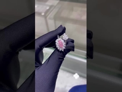 Marquise CVD Laboratório Diamante Crescido Joalharia Rosa Diamante Anel 18k Ouro Branco Jóias Personalizadas