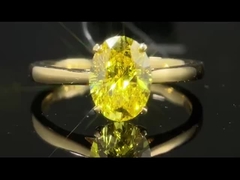 HPHT 1.59ct estilo clássico oval amarelo de laboratório crescido anel de diamante 18k ouro